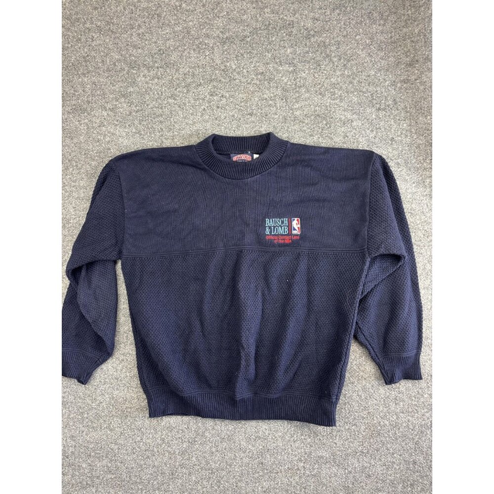 Vintage NBA Sweater Mens XL Navy Blue Basketball Pullover Bausch Lomb‎ 90s USA